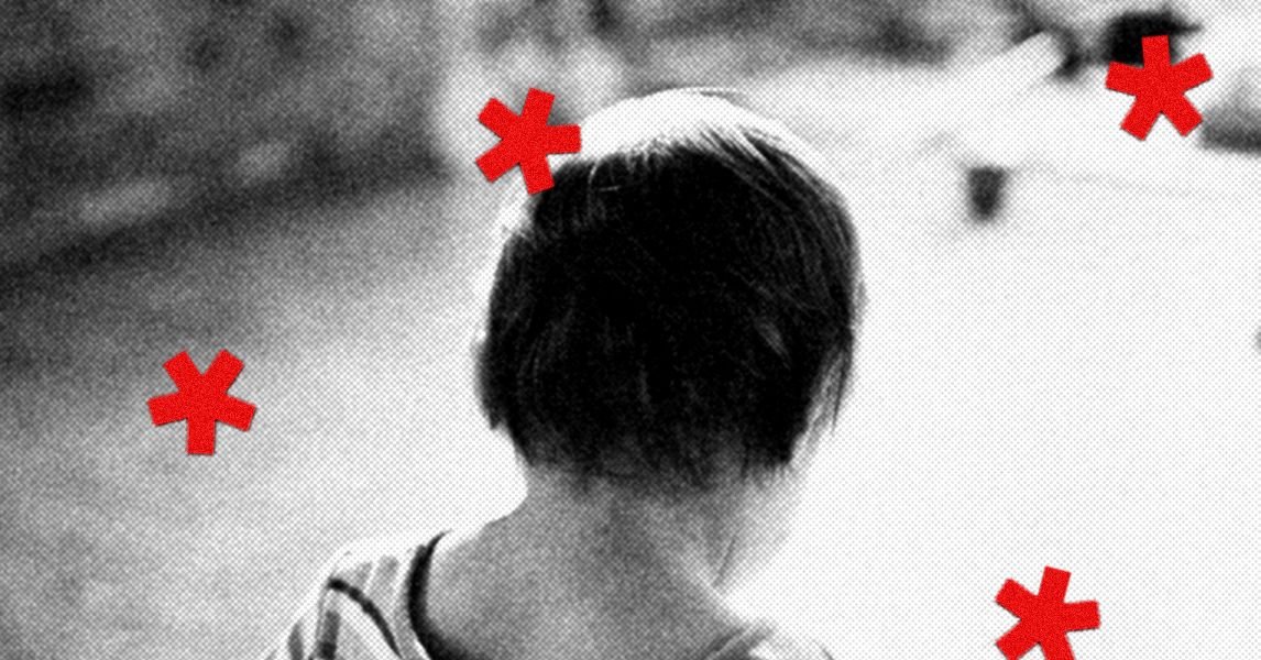 AI-powered toys for kids with a warning sign.