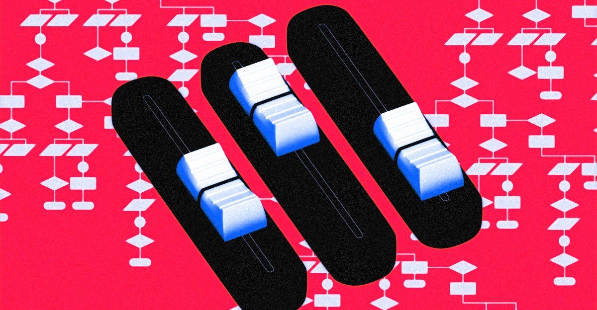 Illustration depicting digital algorithms and user control over online content feeds, symbolizing the ability to influence what appears in recommendations.