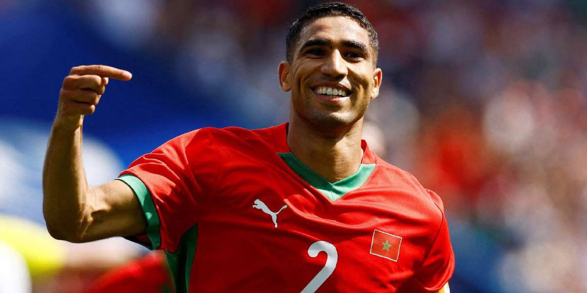 L'international marocain Achraf Hakimi en action avec l'équipe nationale.