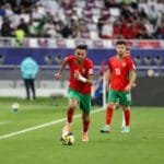 L'équipe nationale du Maroc A' de football en action pendant la Coupe arabe.