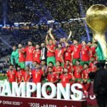 Équipe nationale marocaine célèbre sa victoire en Coupe arabe FIFA 2025.