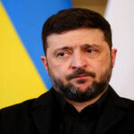 صورة للرئيس الأوكراني فلاديمير زيلينسكي خلال مؤتمر صحفي.