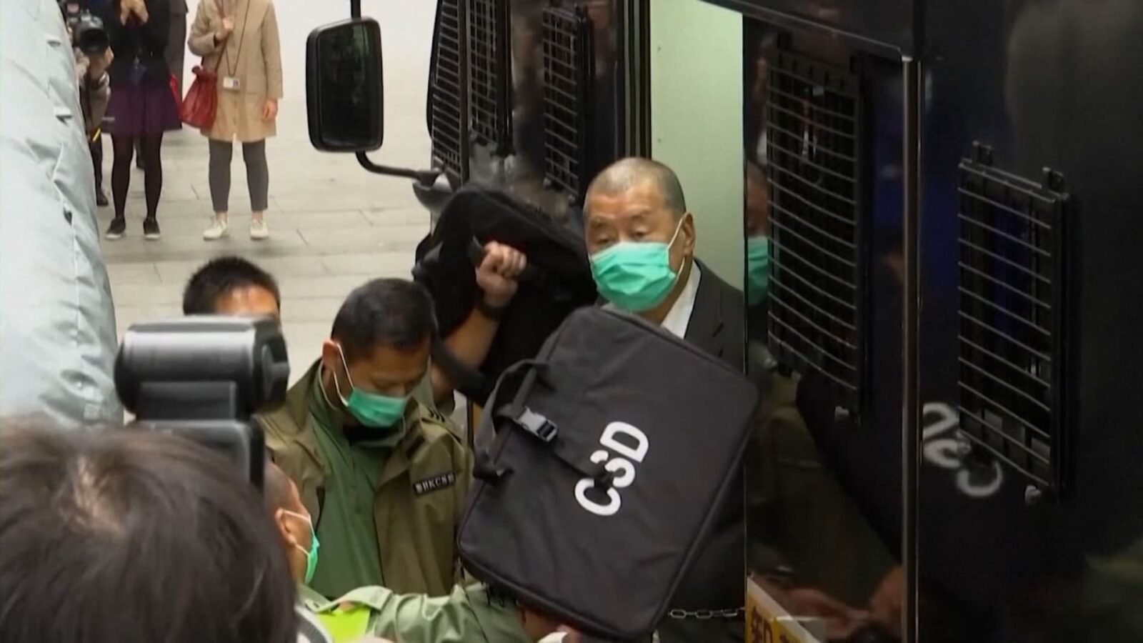 صورة لجيمي لاي، قطب الإعلام السابق في هونغ كونغ.