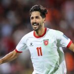 صورة للاعب يزن النعيمات خلال مباراة منتخب الاردن