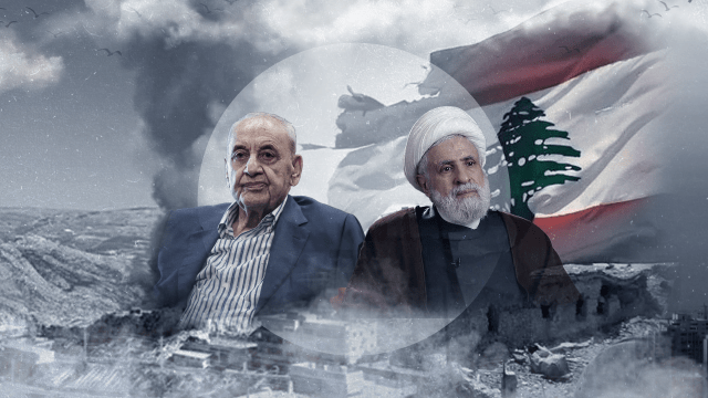 صورة للرئيس نبيه بري ووزير الخارجية نعيم قاسم.