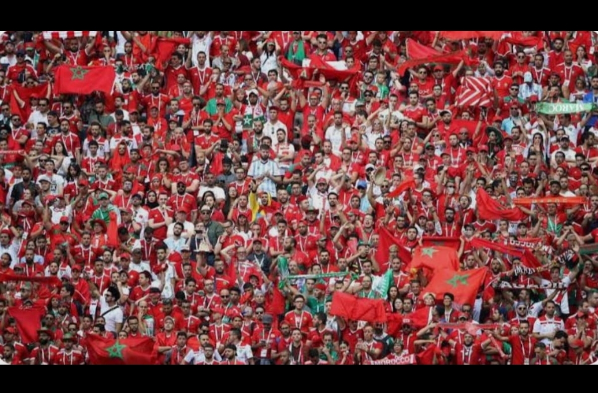 صورة لجماهير كرة القدم الإفريقية في مدرجات الملعب.