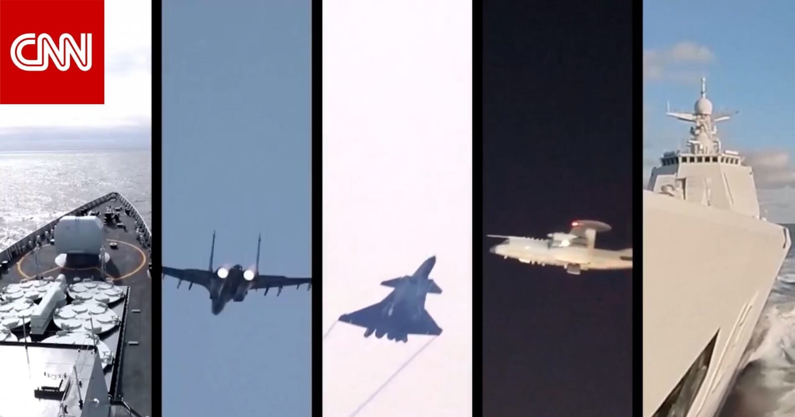 سفن حربية صينية تجري مناورات عسكرية حول جزيرة تايوان.