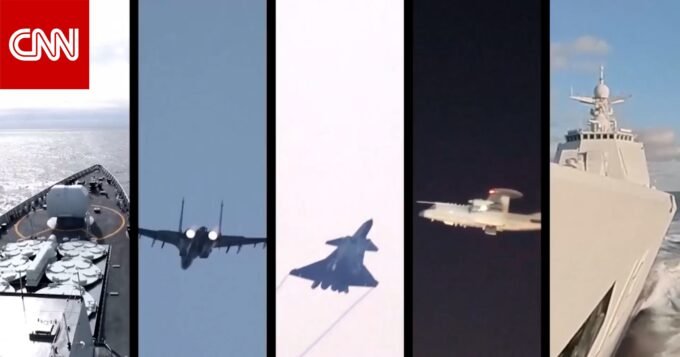 سفن حربية صينية تجري مناورات عسكرية حول جزيرة تايوان.