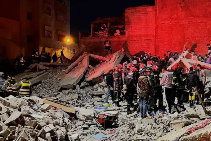 وصف الصورة: صورة لانهيار مباني في فاس.