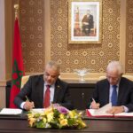 صورة لمجلس النواب المغربي والجمعية الوطنية لمالاوي مع وصفها بالإنجليزية: "Parliamentary cooperation between Morocco and Malawi for democracy promotion"