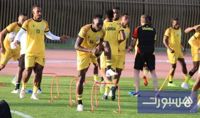 صورة للاعبين في منتخب أوغندا خلال التدريب.