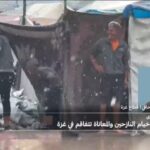 صورة لأحد الخيام المغمور في المياه في غزة.