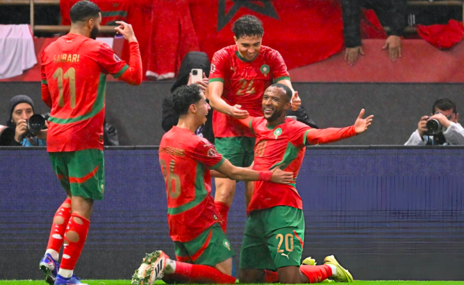 وصف الصورة بالإنجليزية: منتخب المغرب يفوز على جزر القمر في كأس إفريقيا.