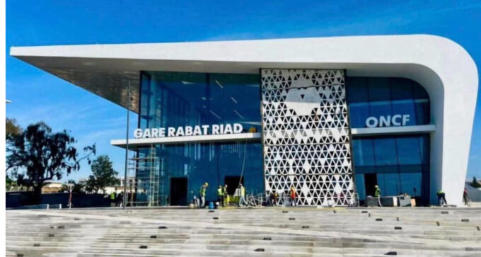 وصف الصورة بالإنجليزية: "Opening of the new train station in Hay Riad, Rabat, Morocco, ahead of the Africa Cup of Nations"