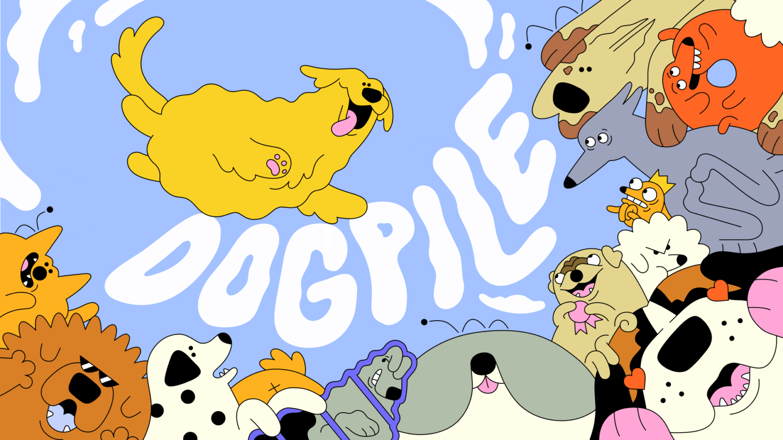 Cute dog characters in the game