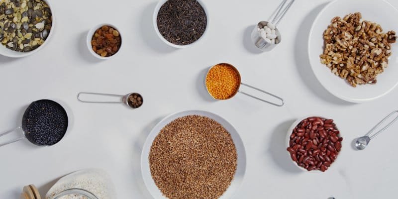 Alt text: "Fiber-rich foods like fruits, vegetables, and whole grains"