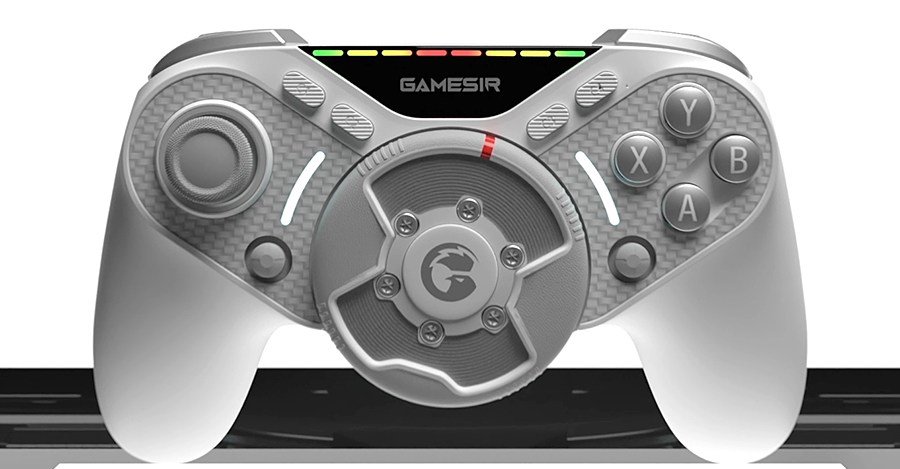 GameSir Revolutionizes Gaming with Swift Drive's Integrated Force Feedback Steering Wheel 3 GameSir Swift Drive controller with a central mini force feedback steering wheel