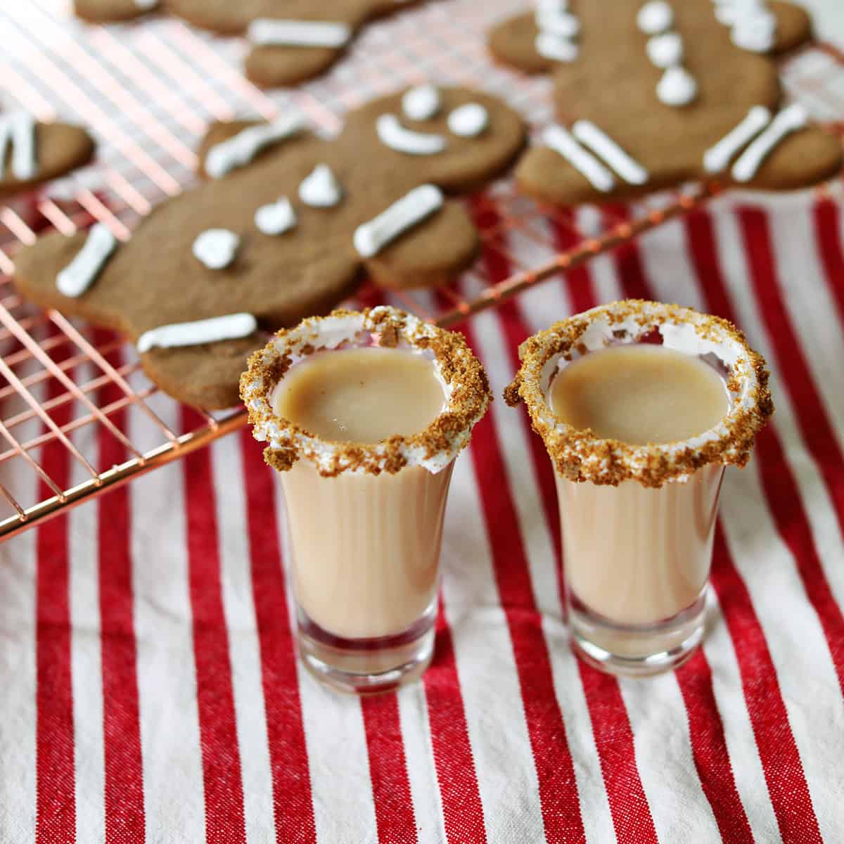Alt text for the image: "Gingerbread Shot in a shot glass with garnish"