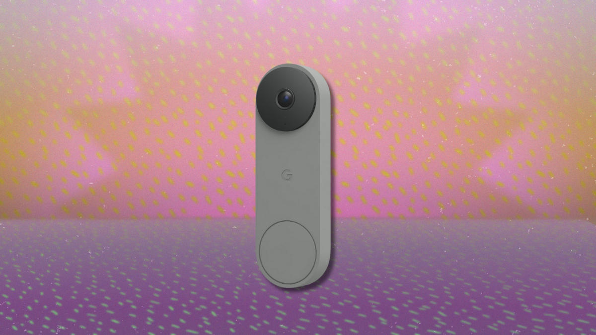 Google Nest Doorbell with a person standing in front of it