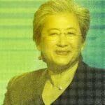 Lisa Su speaking at a conference, with a confident expression.