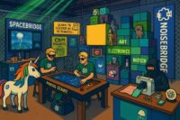 Makers working together in a makerspace.