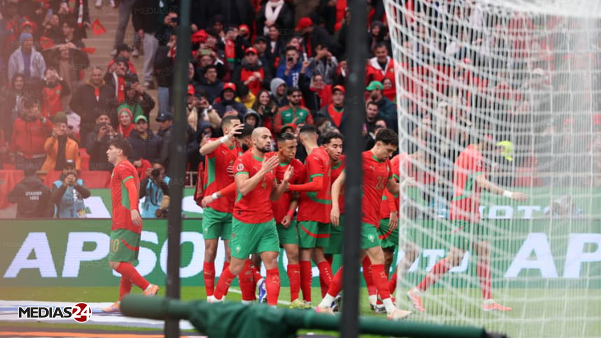 Maroc - Comores : les instants marquants en images 3 Les joueurs marocains célèbrent leur victoire face aux Comores.