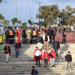 Supporters marocains à l'entrée du stade Moulay Abdellah à Rabat.