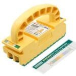 Alt text for the image: "MicroJig Grr-Ripper 2Go in action, with a table saw and wood in the background"