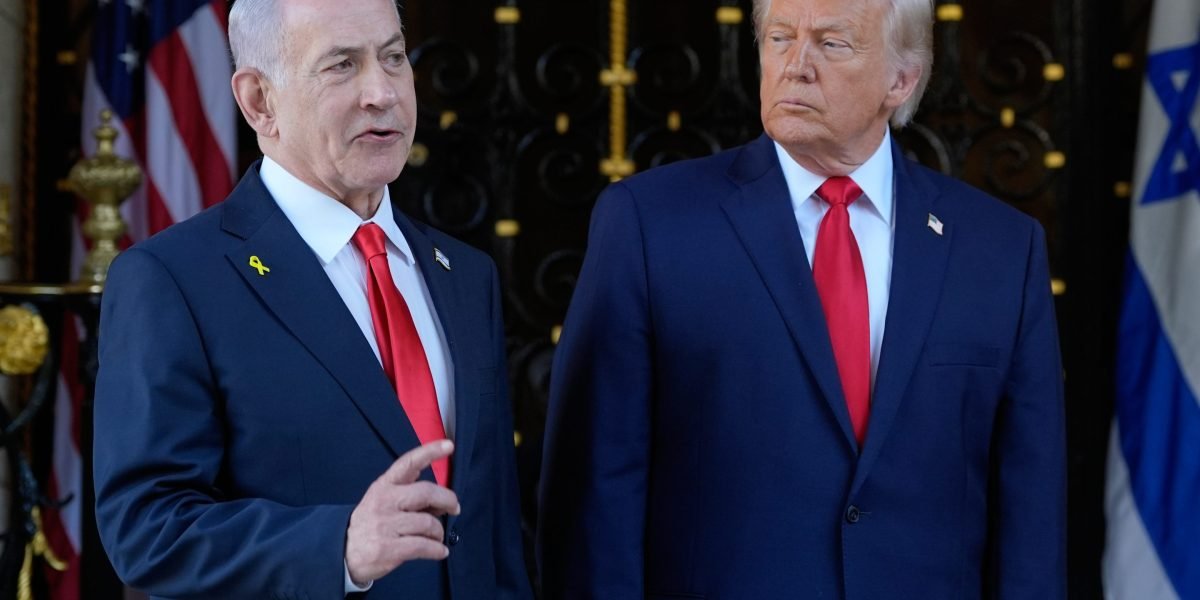 President Trump and Prime Minister Netanyahu during their meeting in Florida discussing Middle East security.
