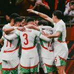 Morocco's Ayoub El Kaabi celebrates a goal against Zambia during their AFCON 2025 Group A match.