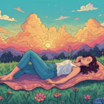 A person lying down in a peaceful environment with a calm expression.