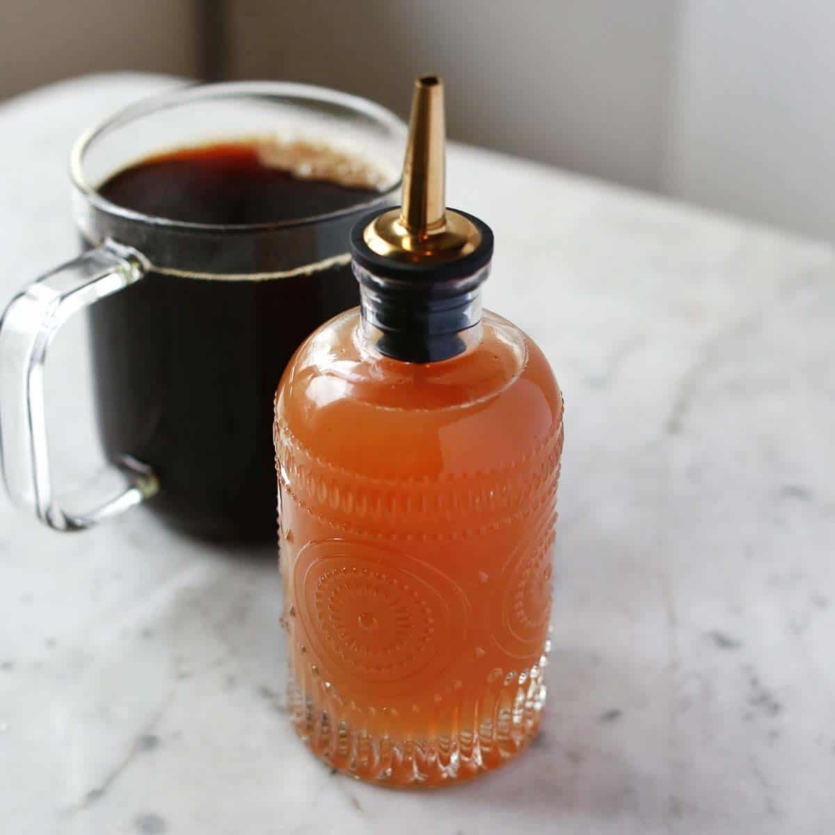 Salted Caramel Syrup in a bottle