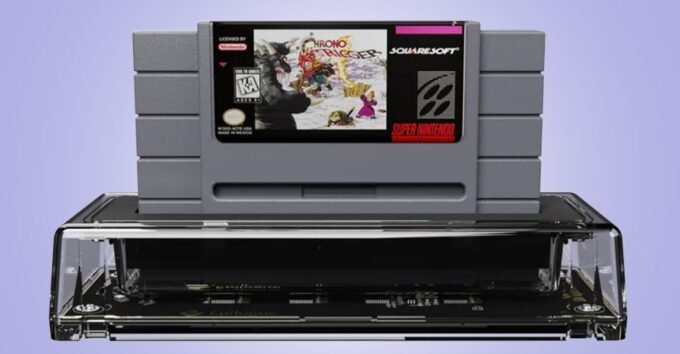 Epilogue SN Operator USB dock connected to a computer, displaying an SNES game on screen.