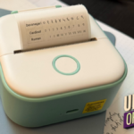 Thermal Sticker Printer in use with a roll of paper