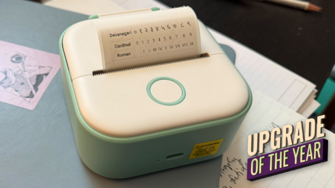 Thermal Sticker Printer in use with a roll of paper