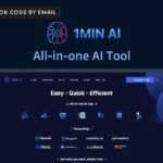 1min.AI logo and interface elements demonstrating its multi-AI capabilities for business productivity