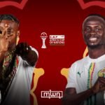 Footballers from Senegal and Mali competing for the ball during an AFCON 2025 quarterfinal match.