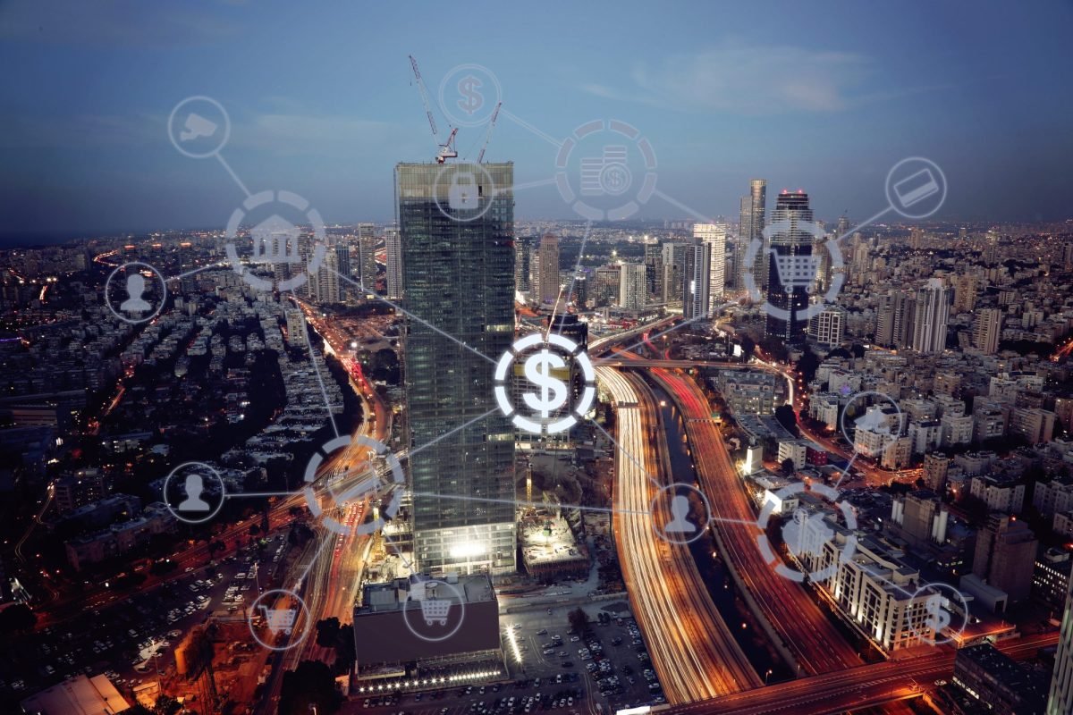 Robotic arm interacting with financial data on a screen, symbolizing AI's impact on banking jobs and digital transformation.