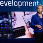 AMD CEO Lisa Su speaking at a technology conference, discussing the impact of artificial intelligence on hiring and the future workforce.