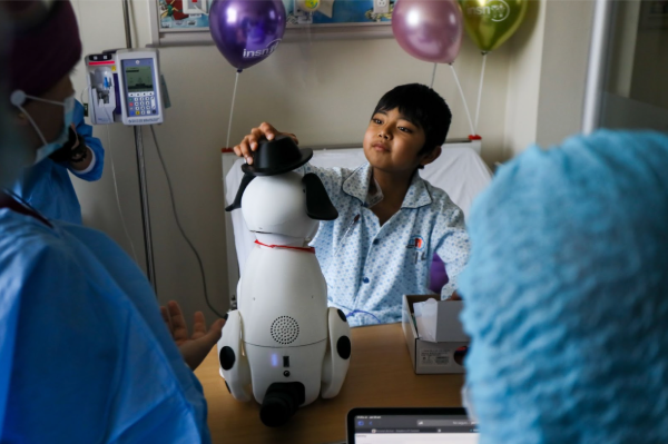 An AI chatbot interface providing medical advice, symbolizing the integration of artificial intelligence into healthcare.