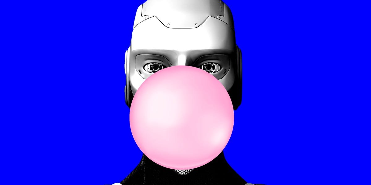 A venture capitalist discussing AI trends with a backdrop of digital neural networks, symbolizing the gap between research and investment.