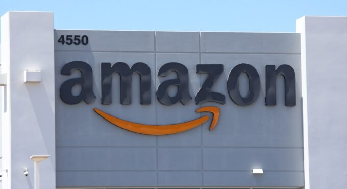 Amazon's corporate logo, representing the e-commerce giant and its recent legal settlement.