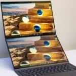 The 2026 Asus Zenbook Duo laptop showcasing its dual OLED screens and sleek Ceraluminum design at CES 2026.