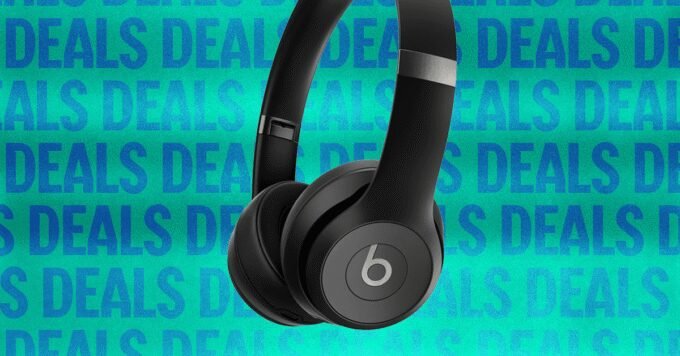 Beats Solo 4 on-ear headphones in various colors, showcasing their compact design.