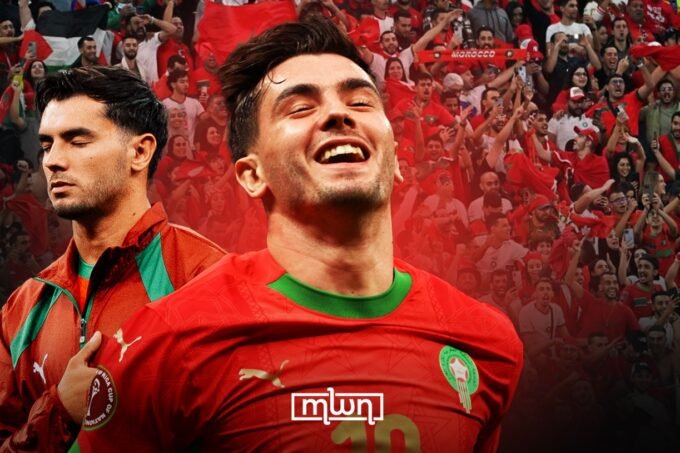 Brahim Diaz walking away from the penalty spot during AFCON 2025 final, looking dejected.