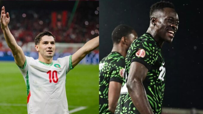 Les équipes du Maroc et du Nigeria s'affrontant lors d'un match intense de la CAN 2025.