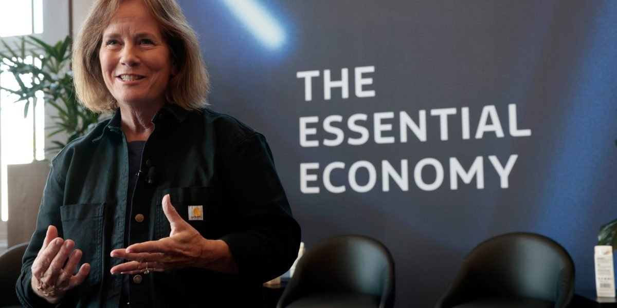 Carhartt CEO Linda Hubbard and Ford Philanthropy President Mary Culler discussing their partnership for workforce development.