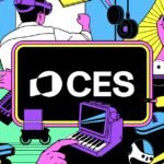 A vibrant collage of futuristic gadgets and tech innovations from CES 2026.