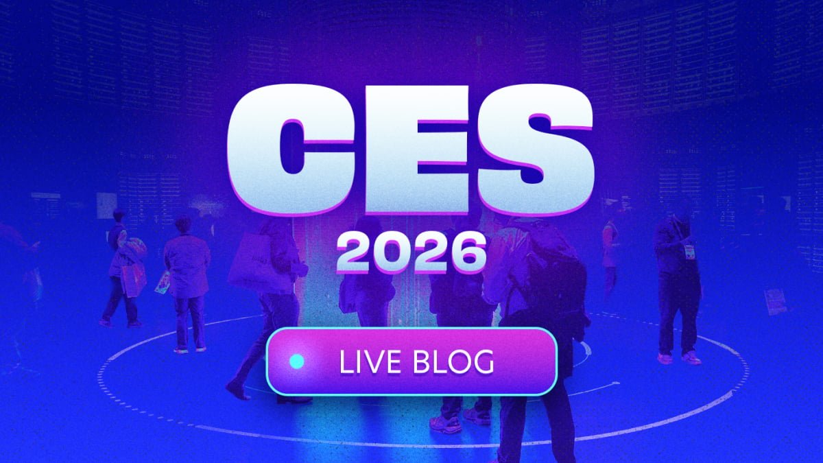 A bustling scene from the CES 2026 show floor with various tech displays and attendees exploring new gadgets.