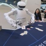 A collage of diverse tech gadgets and innovations showcased at CES 2026, featuring a Lego Smart Brick and a futuristic NVIDIA GPU.